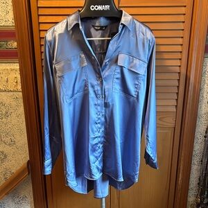 Simply Vera Wang Oversized Satin Button-Up Shirt Size XL